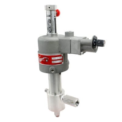 Pneumatic metering pump with micrometer stroke adjuster on top